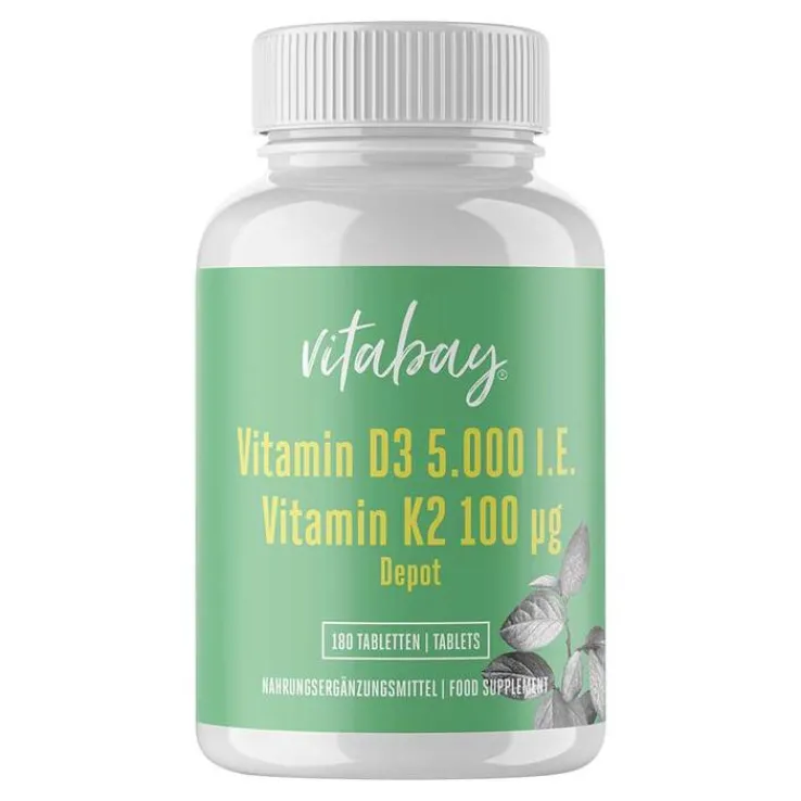 Vitamin D3 Depot 5000 I.E. + Vitamin K2 7100 µg Tabletten , 180 St