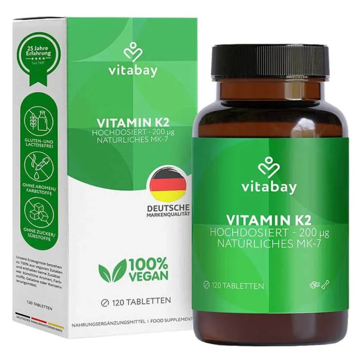 Vitamin K2 200 µg MK-7 vegan hochdosiert Tabletten, 120 St