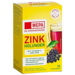 Wepa Zink Holunder + Vitamin C + Zink zuckerfrei Pulver, 10X10 g
